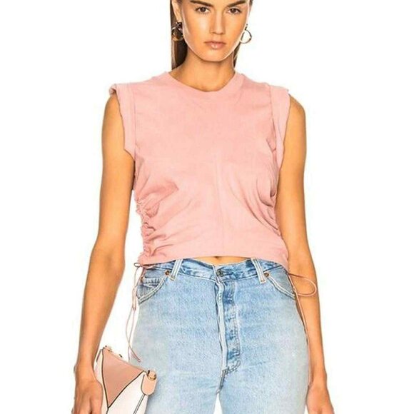 T by Alexander Wang Pink Silk Blend High Twist Jersey Crop Top Size Small - Picture 1 of 8